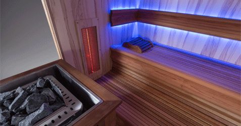 Installeur de Sauna design à Lille avec poêle traditionnel et colonne infrarouge, Spa Sauna Hammam