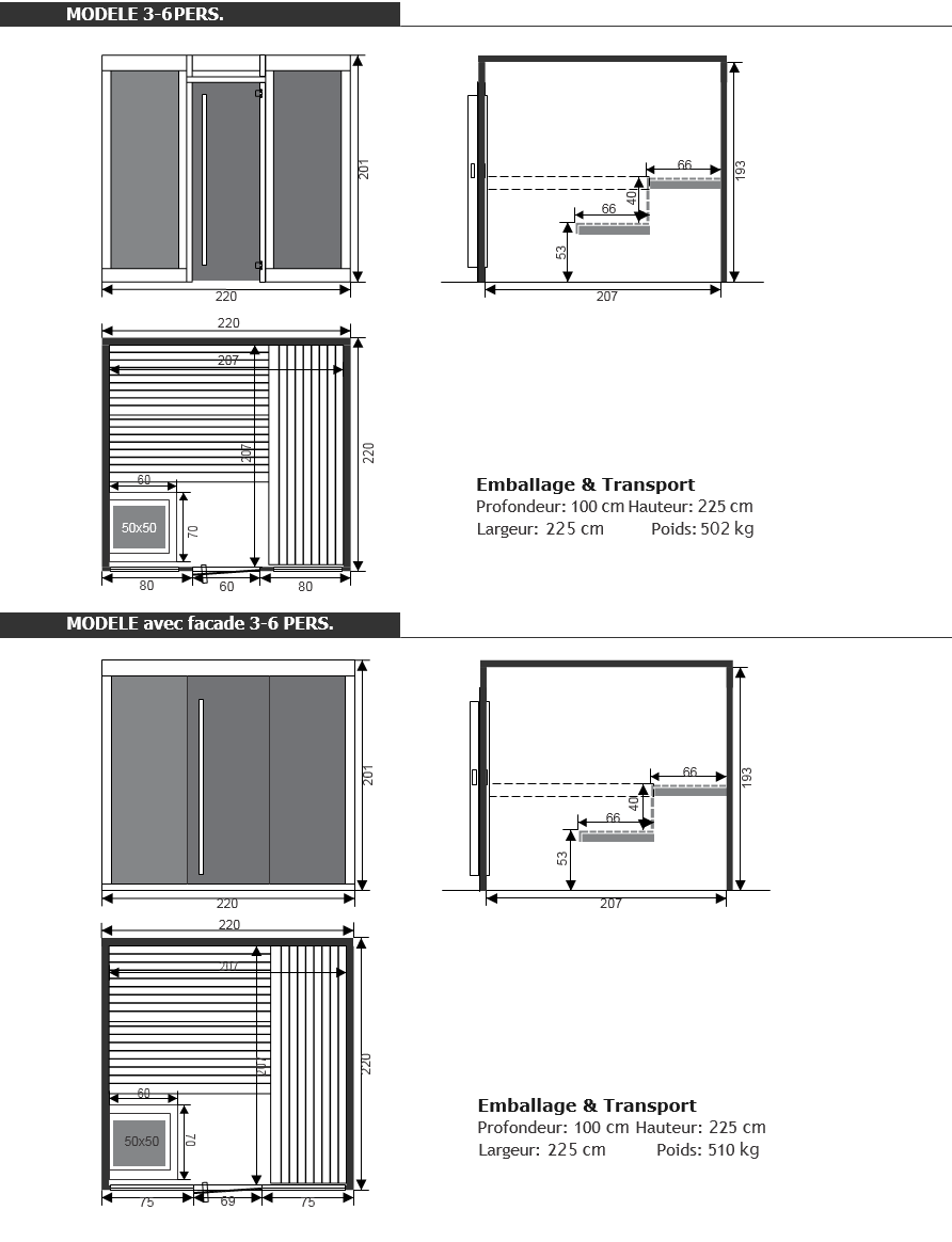 Dimensions du sauna disclosure - Piscine & Jardin - NPdC